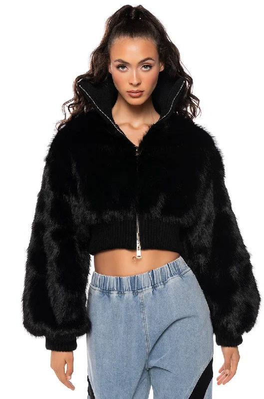 women's coats for maximalist fashion loversLOVE YOU BETTER FAUX FUR RIB TRIM JACKET