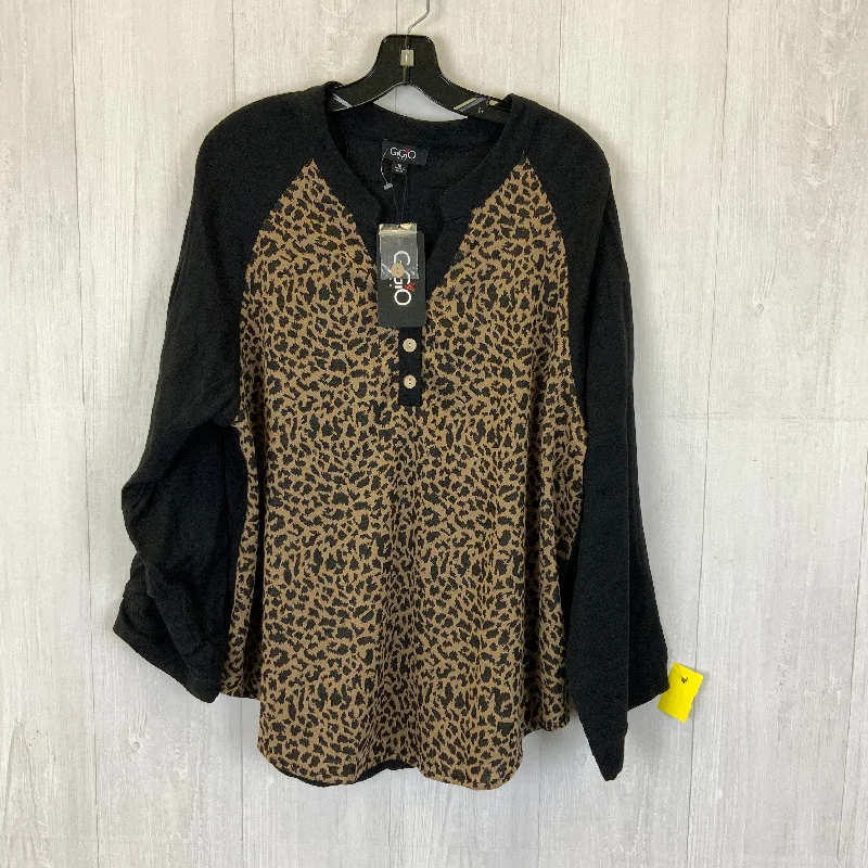 women's tops with beading accentsTop Long Sleeve By Gigio In Animal Print, Size: M