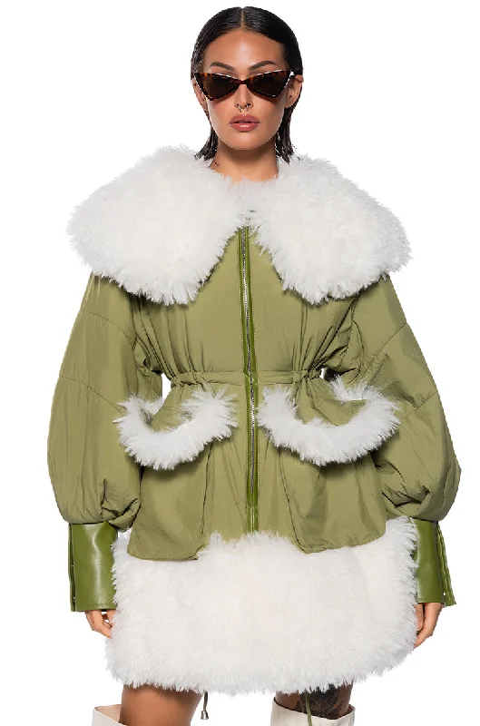 women's coats for rainy weatherSOPH COZY NYLON SHERPA COAT