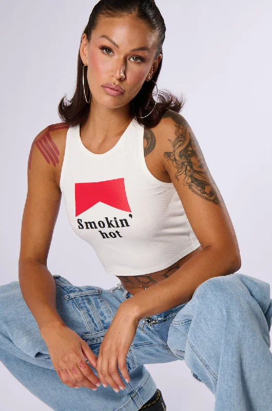 women's tops for those who want to stay on top of the latest fashion trends and wear pieces that are both stylish and on-trendSMOKIN HOT TEE