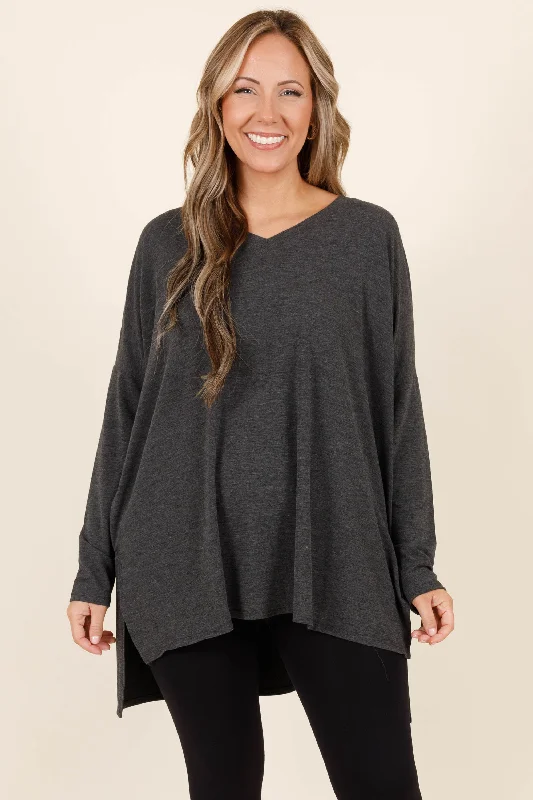 women's tops with built-in brasWhat About You Top, Charcoal