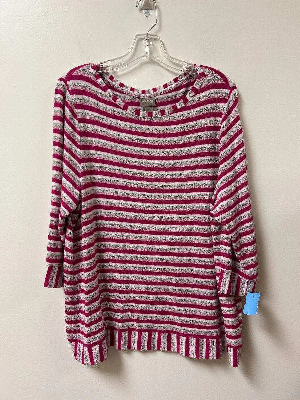 women's tops with flutter sleevesTop Long Sleeve By Chicos In Striped Pattern, Size: Xl