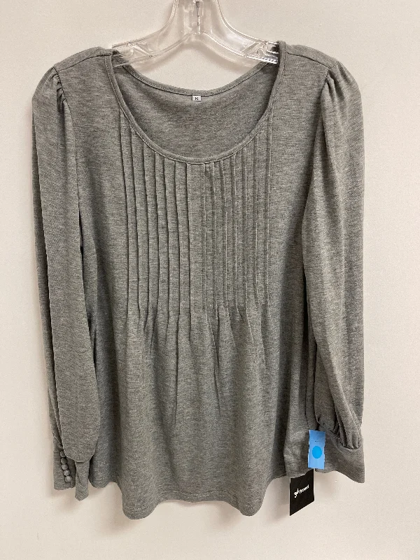 women's tops for gala dinnersTop Long Sleeve By Clothes Mentor In Grey, Size: M