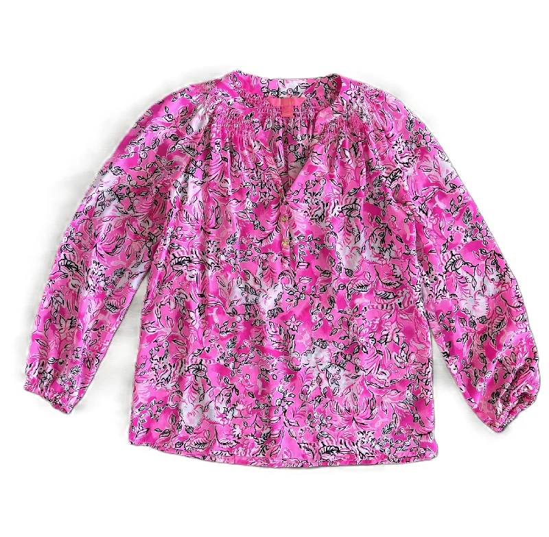 women's stylish topsTop Long Sleeve Designer By Lilly Pulitzer In Pink, Size: Xs