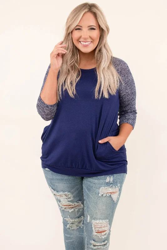 women's tops with bell sleevesChilly Afternoons Top, Navy