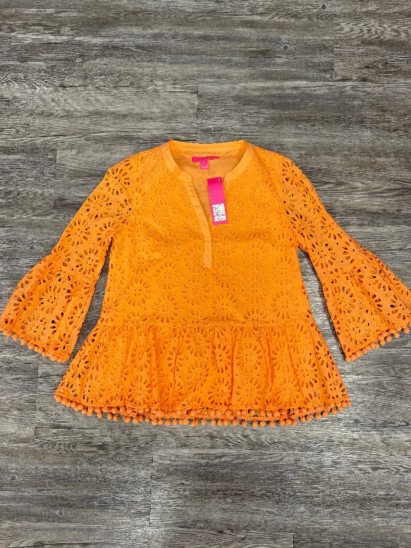 women's tops with unique designsTop Long Sleeve By Lilly Pulitzer In Orange, Size: S