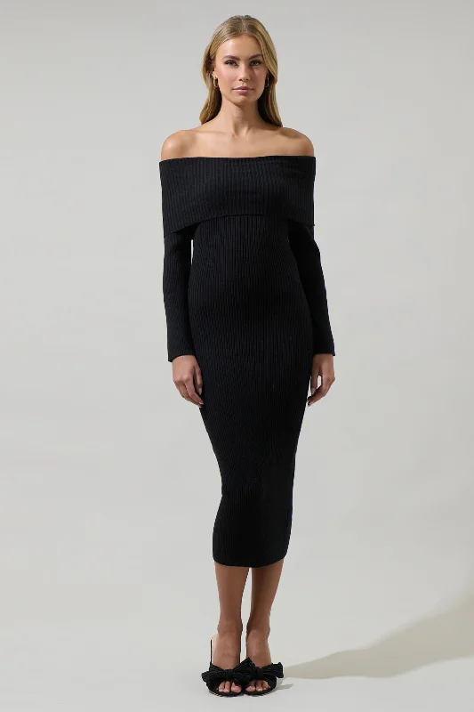 Tall Women DressVonnie Off the Shoulder Midi Sweater Dress