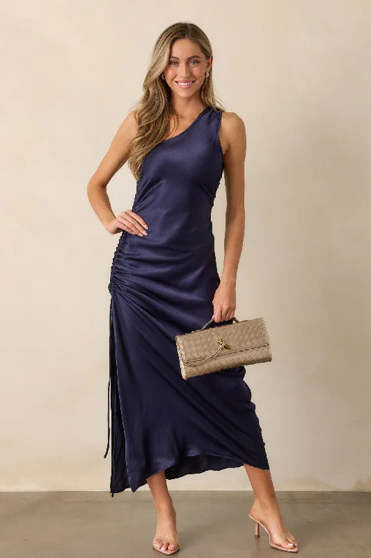 Maternity DressMINKPINK Lumina Midnight Blue One Shoulder Midi Dress