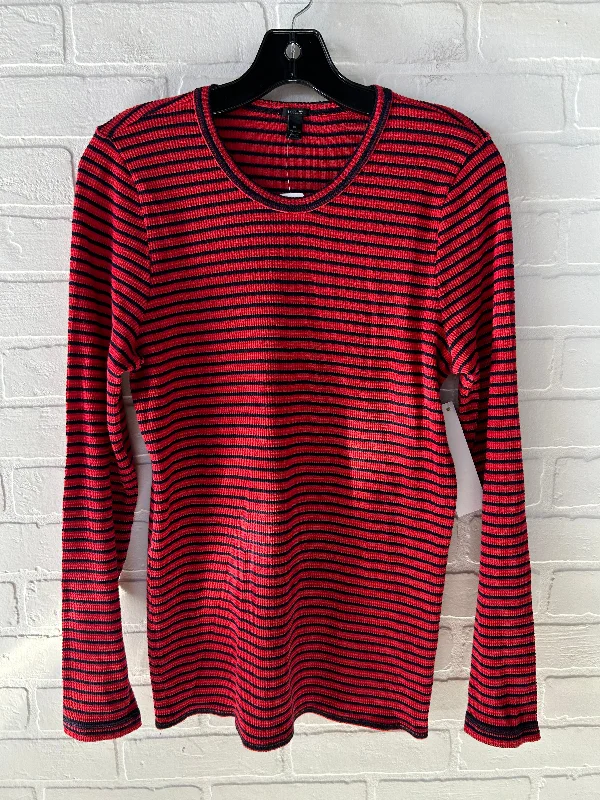 long-sleeved women's topsTop Long Sleeve By J. Crew In Black & Red, Size: Xl