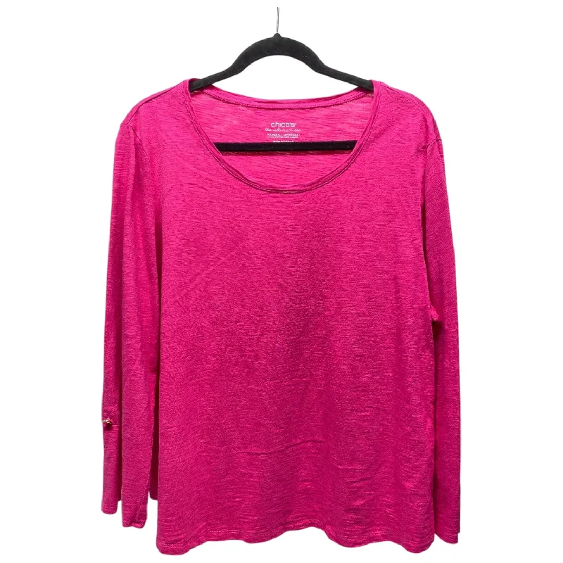 women's tops for relaxed weekendsTop Long Sleeve By Chicos In Pink, Size: Xl