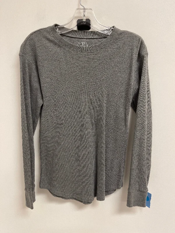 elegant women's topsTop Long Sleeve By Time And Tru In Grey, Size: S