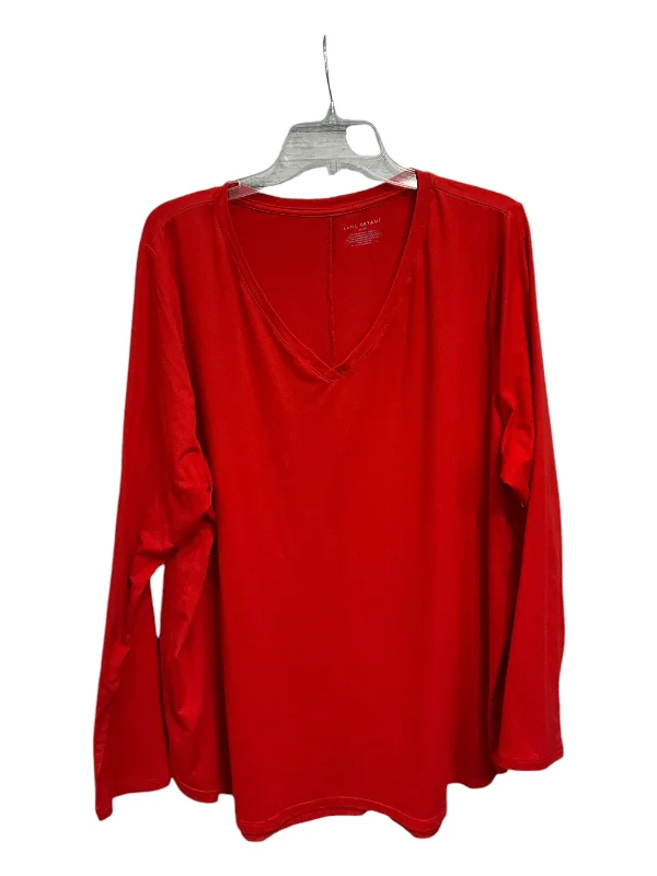 women's tops for those who want to stay warm and stylish during colder weatherTop Long Sleeve Basic By Lands End In Red, Size: 2x