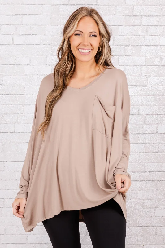 women's tops for those who want to create outfits that are both unique and memorableCall Me Today Top, Ash Mocha