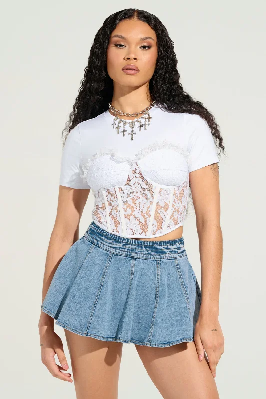 women's tops for statement-making outfitsCLOSE TO ME LACE TEE