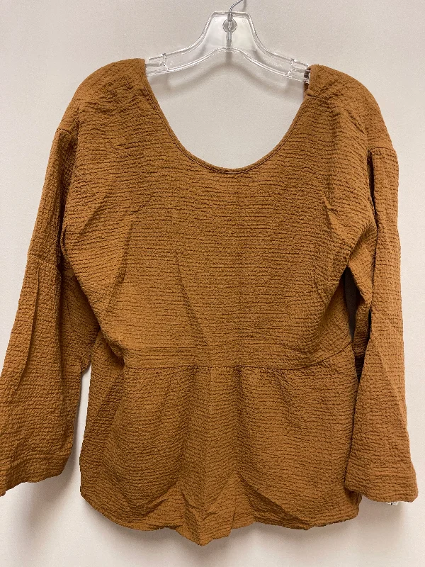 women's tops for evening soireesTop Long Sleeve By Madewell In Brown, Size: S