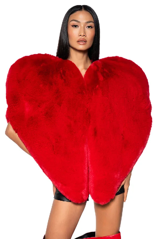 women's coats for countryside strollsSTAR CROSSED LOVER FAUX FUR HEART VEST