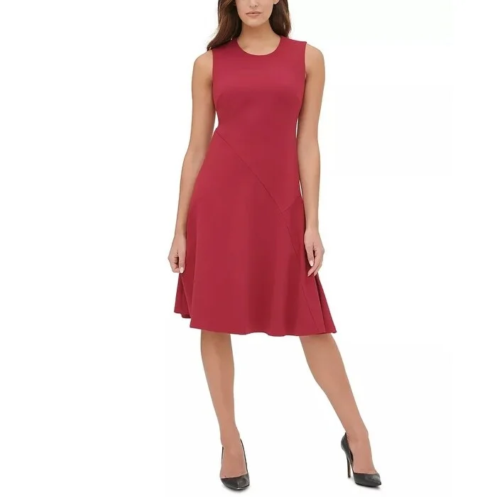 women's bespoke dressesTommy Hilfiger Women's Solid Midi Dress Red Size 4