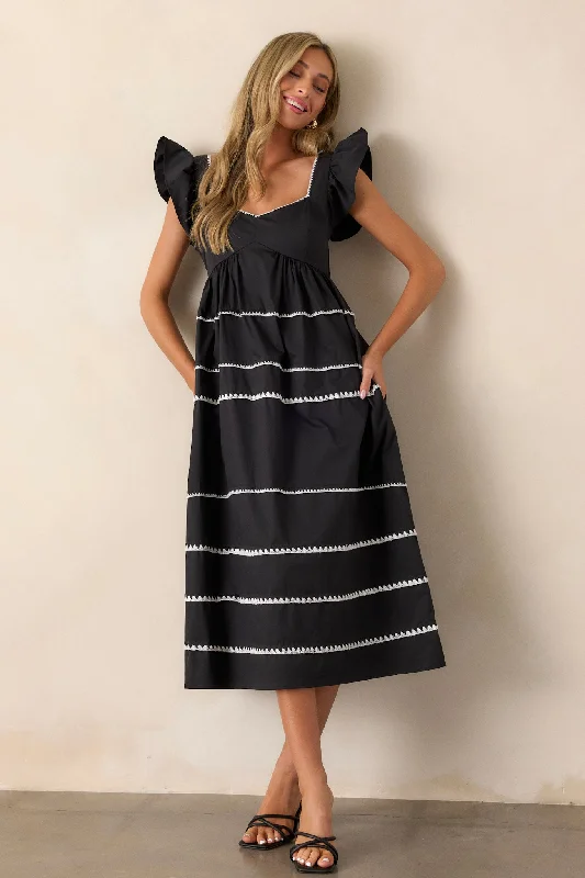 Bohemian DressCan't Live Without Black Stripe Tiered Midi Dress