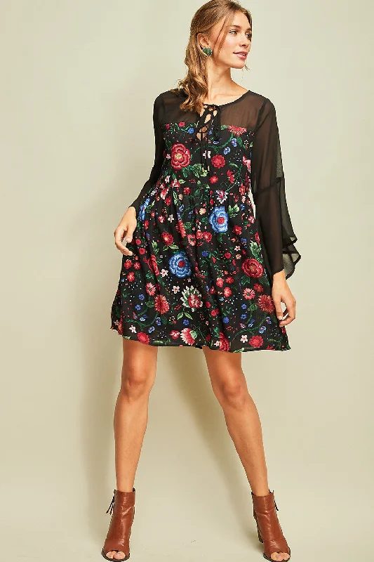 Formal DressFloral Bell Sleeve Mini Dress