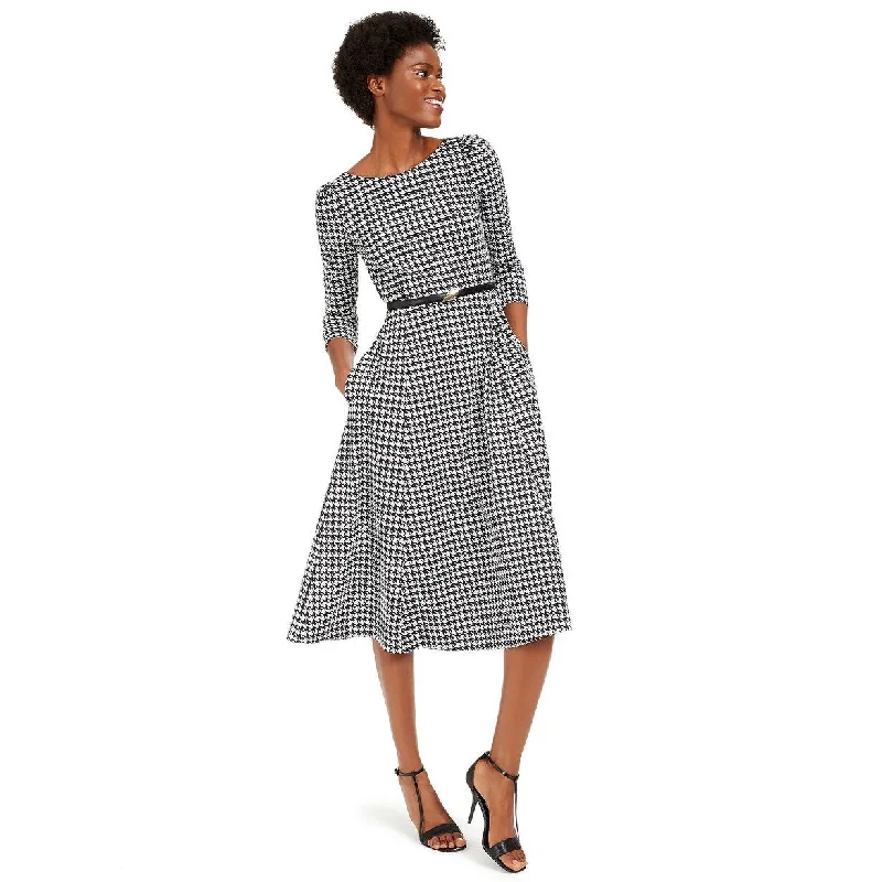 women's ethical fashion dressesCalvin Klein Women's Belted Midi Dress Gray Size 12