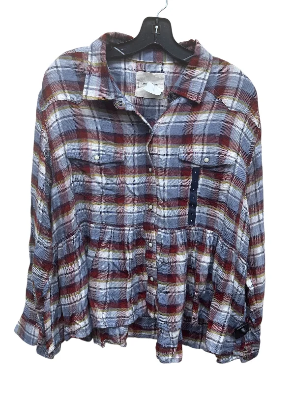 women's tops for those who want to elevate their everyday wear with chic and elegant piecesTop Long Sleeve By Lucky Brand In Plaid Pattern, Size: L