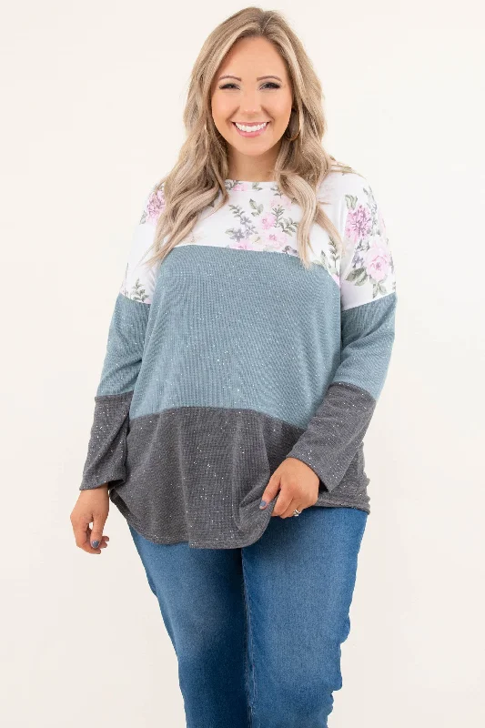 women's tops for layeringWant To Want Me Top, Slate Blue