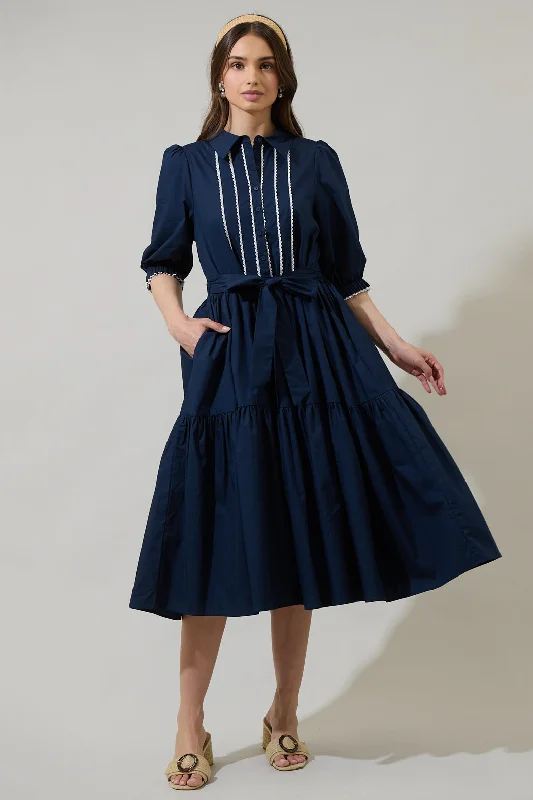 women's bridesmaid dressesKarley Collared Button Down Midi Dress