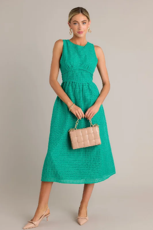 Casual DressSophisticated Style Green Sleeveless Midi Dress