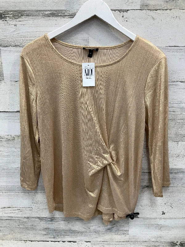 women's tops for those who want to stay on top of the latest fashion trends and wear pieces that are both stylish and on-trendTop Long Sleeve By Sami & Jo In Gold, Size: Petite   S