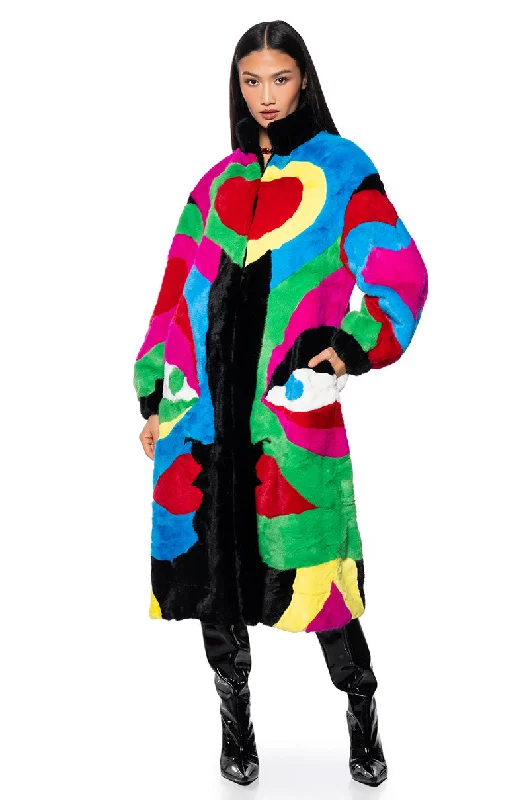 modern women's coatsJAYLAY COLLECTION FAUX FUR PICASSO COAT