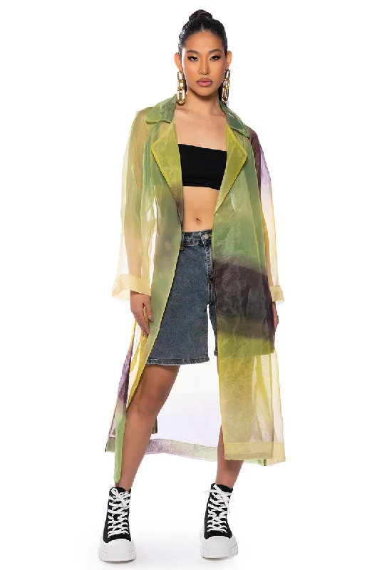 women's coats for relaxed weekendsSUMMER SOLSTICE CHIFFON TRENCH