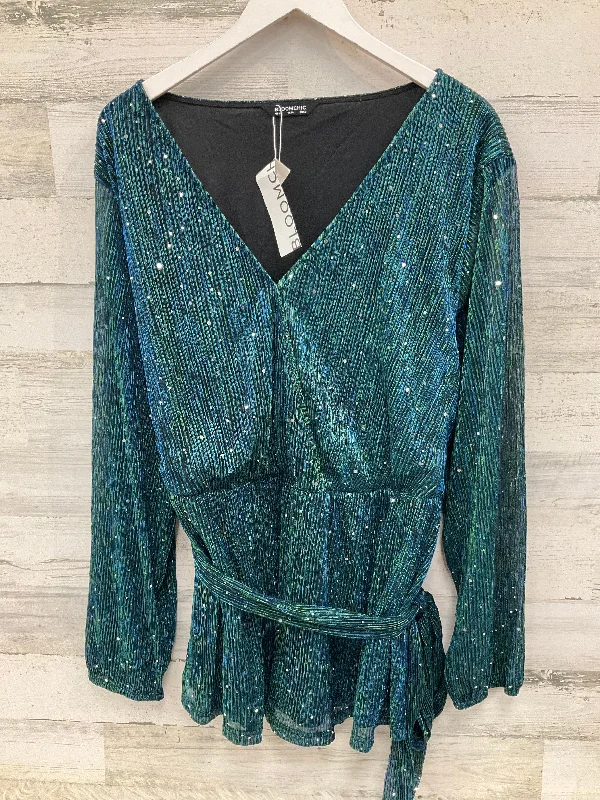 women's tops with embroidery detailsTop Long Sleeve By Clothes Mentor In Blue & Green, Size: 4x