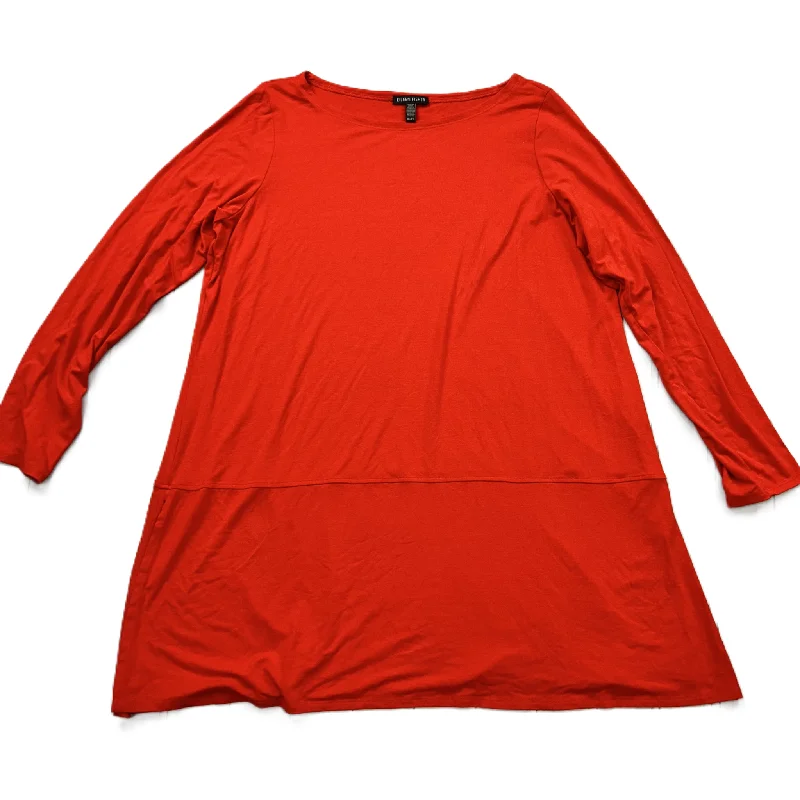 women's tops for relaxed weekendsTop Long Sleeve By Eileen Fisher In Red, Size: Xl