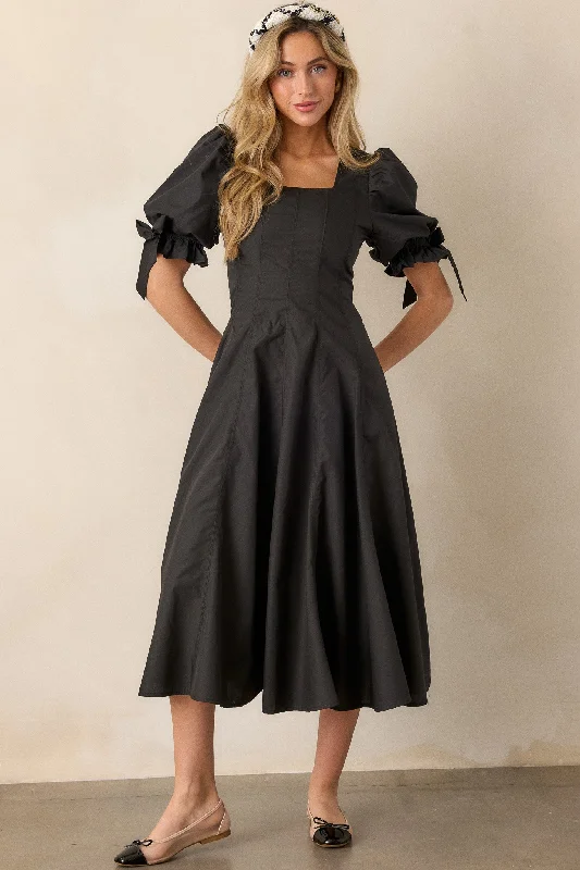 Skater DressClover Fields 100% Cotton Black Midi Dress