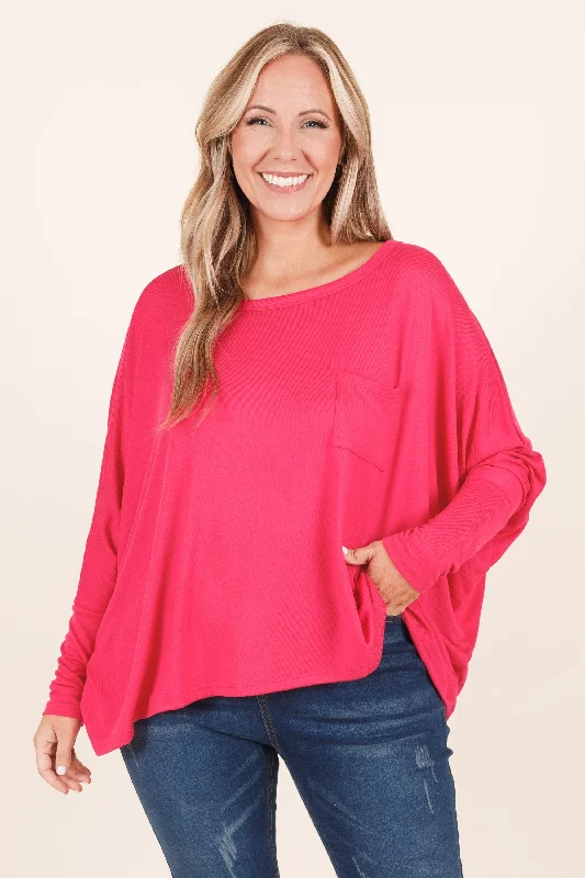 women's tops for those who want to wear pieces that are both comfortable and stylishOut Of Sight, Out Of Mind Top, Hot Pink