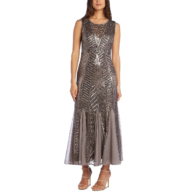 Wrap DressR & M Richards Women's Godet Sequin Midi Dress Gray Size 18