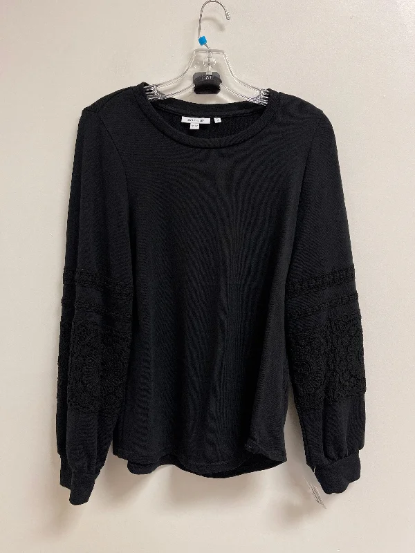 women's tops with asymmetrical designsTop Long Sleeve By Chicos In Black, Size: S