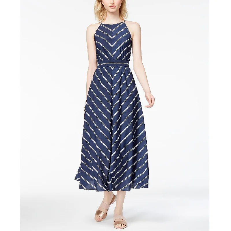 women's sustainable dressesMaison Jules Women's Kimberly Striped Midi Dress Blue Notte Combo Size 12