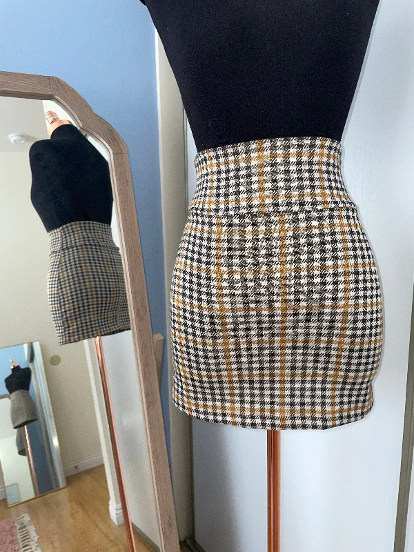 women's wrap dressesMustard Plaid Mini Skirt