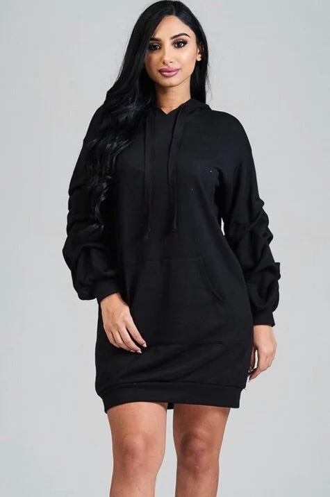 Body-Hugging DressPlus Size Hooded Mini Dress in Black