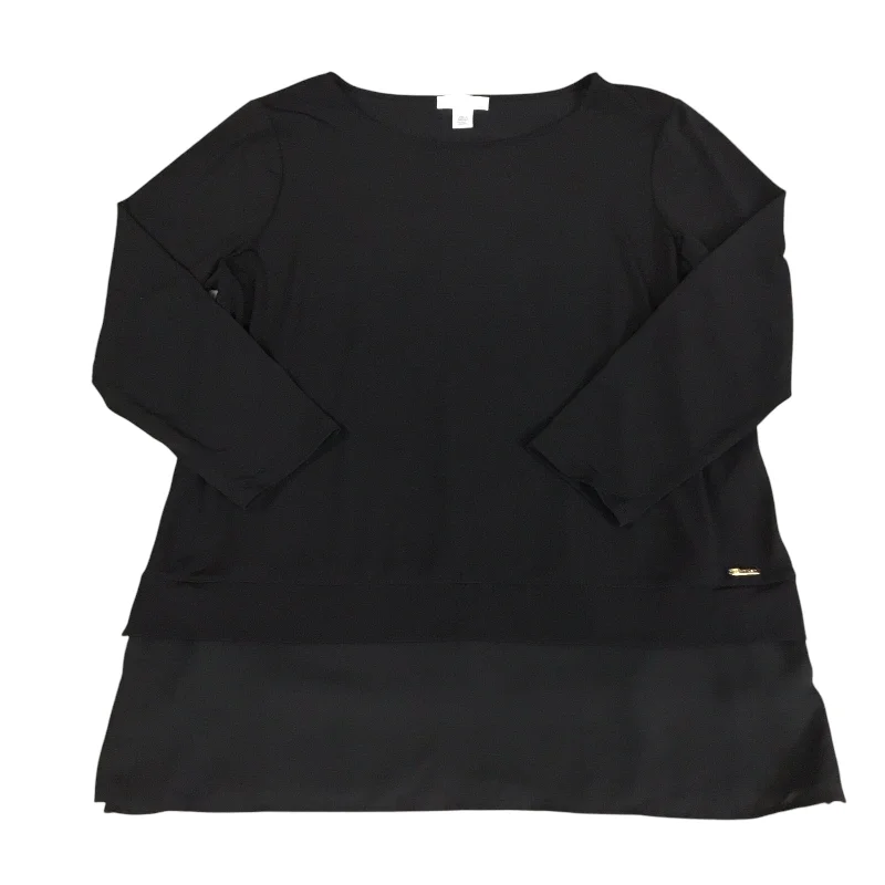 women's tops for those who appreciate subtle and muted tonesTop Long Sleeve By Calvin Klein In Black, Size: M