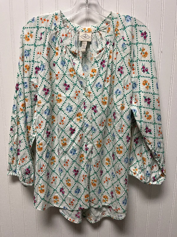 women's tops for glamorous eveningsTop Long Sleeve Basic By St Johns Bay In Floral Print, Size: Xl