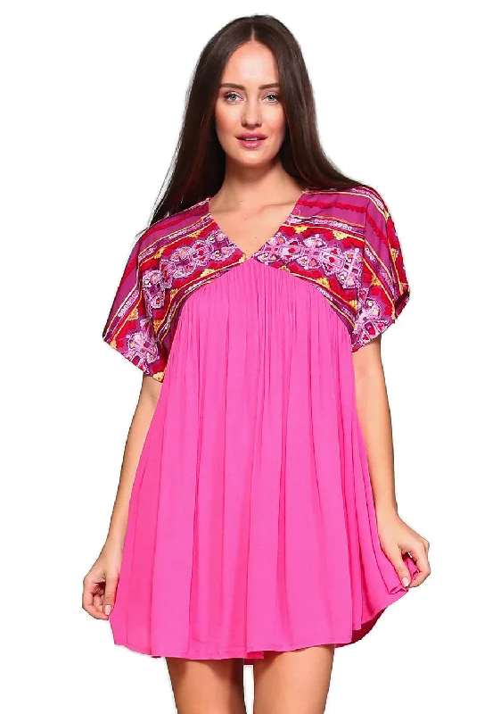 Crepe DressPretty in Pink Baby Doll Mini Dress, Fuchsia Plus Size