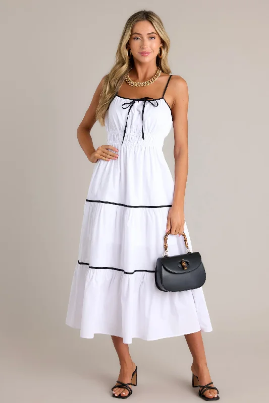 women's shift dressesDelightful Discoveries White Tiered Midi Dress