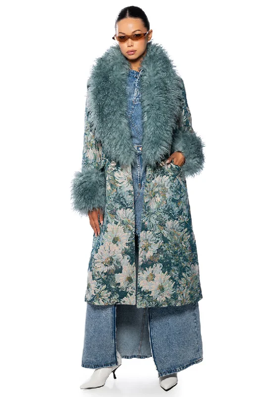 women's coats for cold weatherFLEUR LANE BROCADE TRENCH COAT