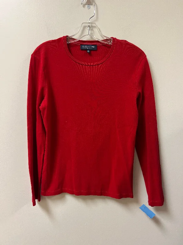 women's tops with embroidery detailsTop Long Sleeve Basic By Jones New York In Red, Size: Lp