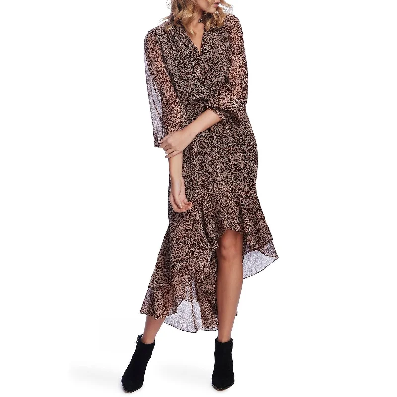 Polka-Dot Dress1.State Women's Printed High-Low Midi Dress Brown Size Extra Large - X-Large