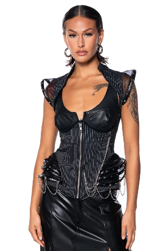 women's tops for those who want to create outfits that are both unique and memorableSILAS CHAIN DETAIL UNDERBUST CORSET TOP