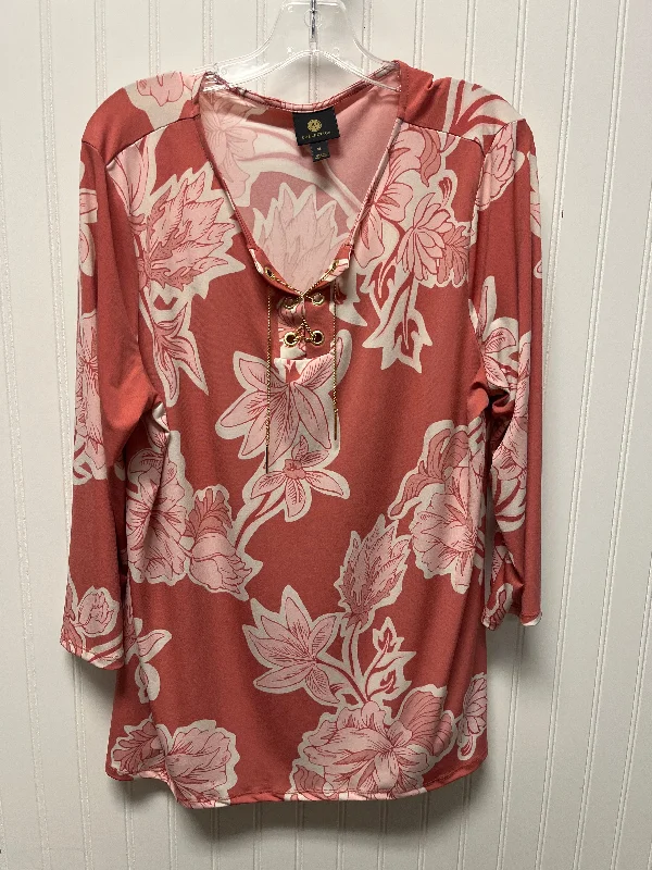 women's tops for those who prefer classic over trendy stylesTop Long Sleeve By Jm Collections In Pink, Size: Xl