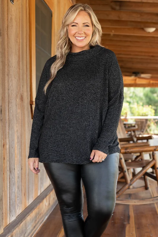 women's stylish topsNever Leave Top, Charcoal Gray